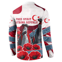 Turkey Republic Day Wolf Cappadocia Button Sweatshirt Festive Red White Turkish Flag Grey Wolf