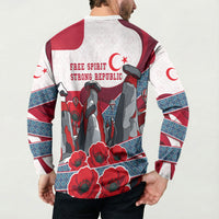 Turkey Republic Day Wolf Cappadocia Button Sweatshirt Festive Red White Turkish Flag Grey Wolf