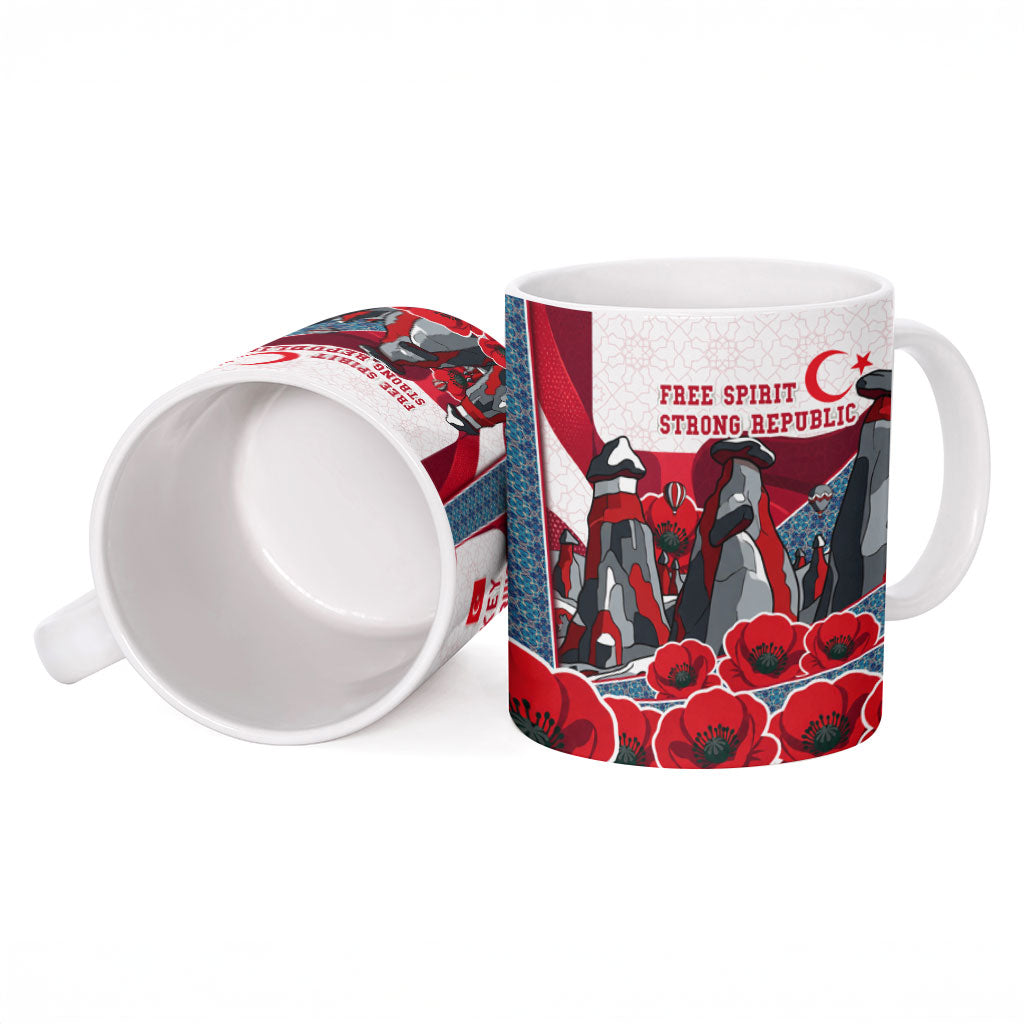 Turkey Republic Day Wolf Cappadocia Ceramic Mug Festive Red White Turkish Flag Grey Wolf