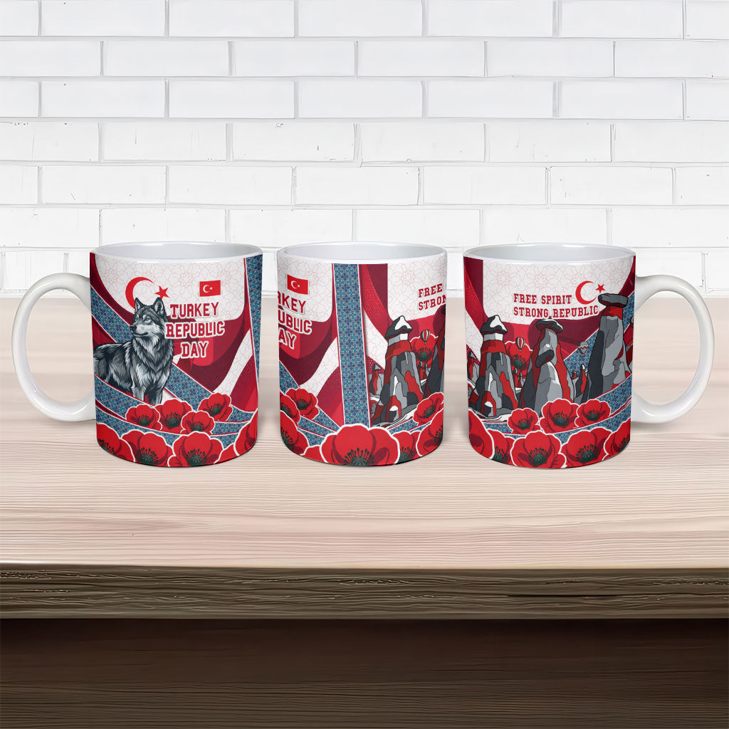 Turkey Republic Day Wolf Cappadocia Ceramic Mug Festive Red White Turkish Flag Grey Wolf