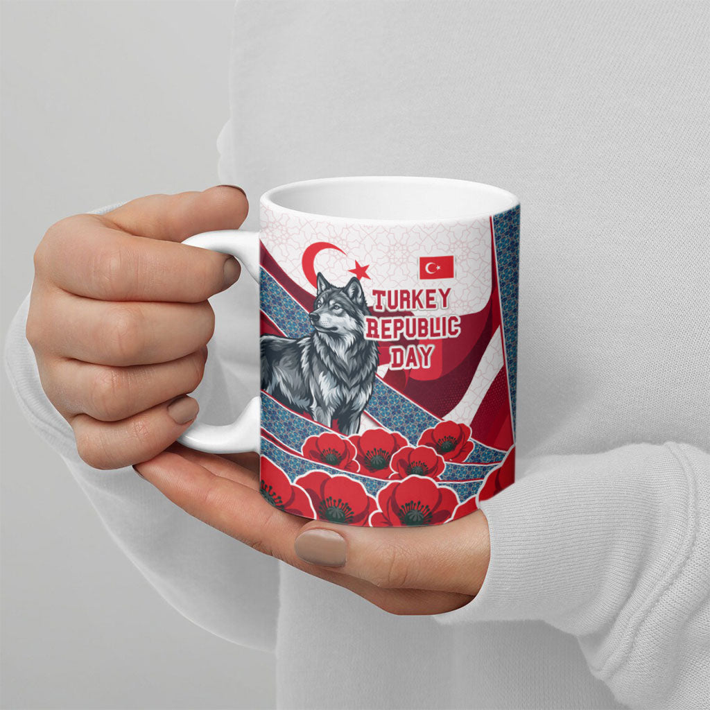 Turkey Republic Day Wolf Cappadocia Ceramic Mug Festive Red White Turkish Flag Grey Wolf