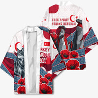 Turkey Republic Day Wolf Cappadocia Kimono Festive Red White Turkish Flag Grey Wolf