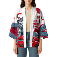 Turkey Republic Day Wolf Cappadocia Kimono Festive Red White Turkish Flag Grey Wolf