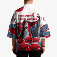 Turkey Republic Day Wolf Cappadocia Kimono Festive Red White Turkish Flag Grey Wolf