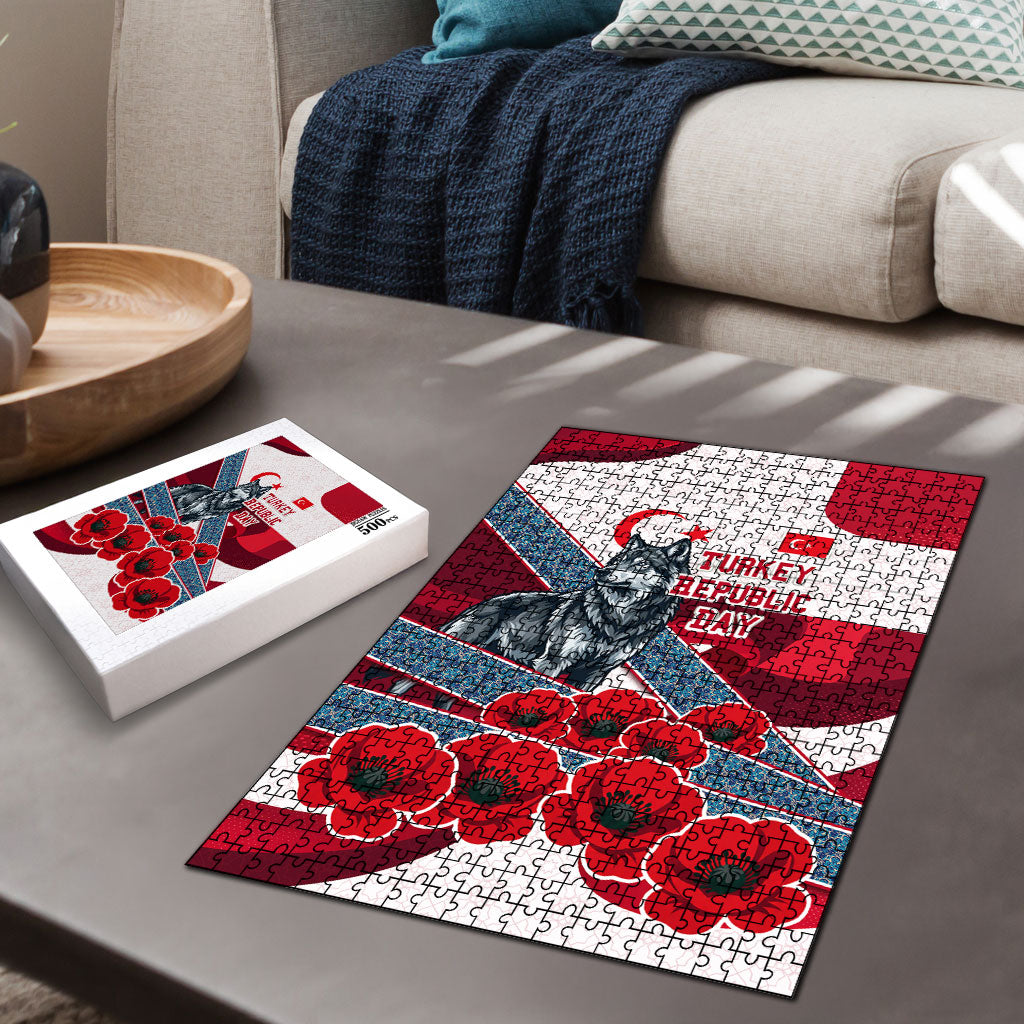 Turkey Republic Day Wolf Cappadocia Puzzle Festive Red White Turkish Flag Grey Wolf