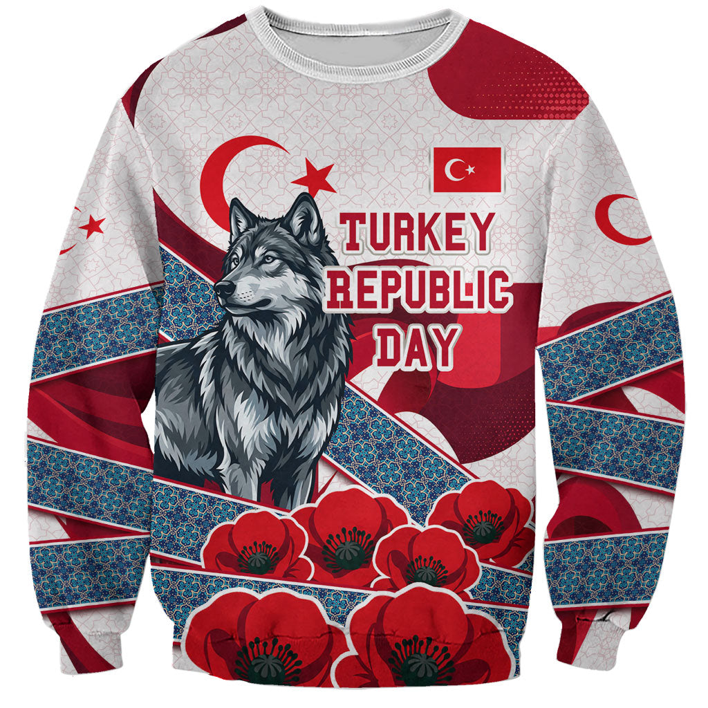 Turkey Republic Day Wolf Cappadocia Sweatshirt Festive Red White Turkish Flag Grey Wolf
