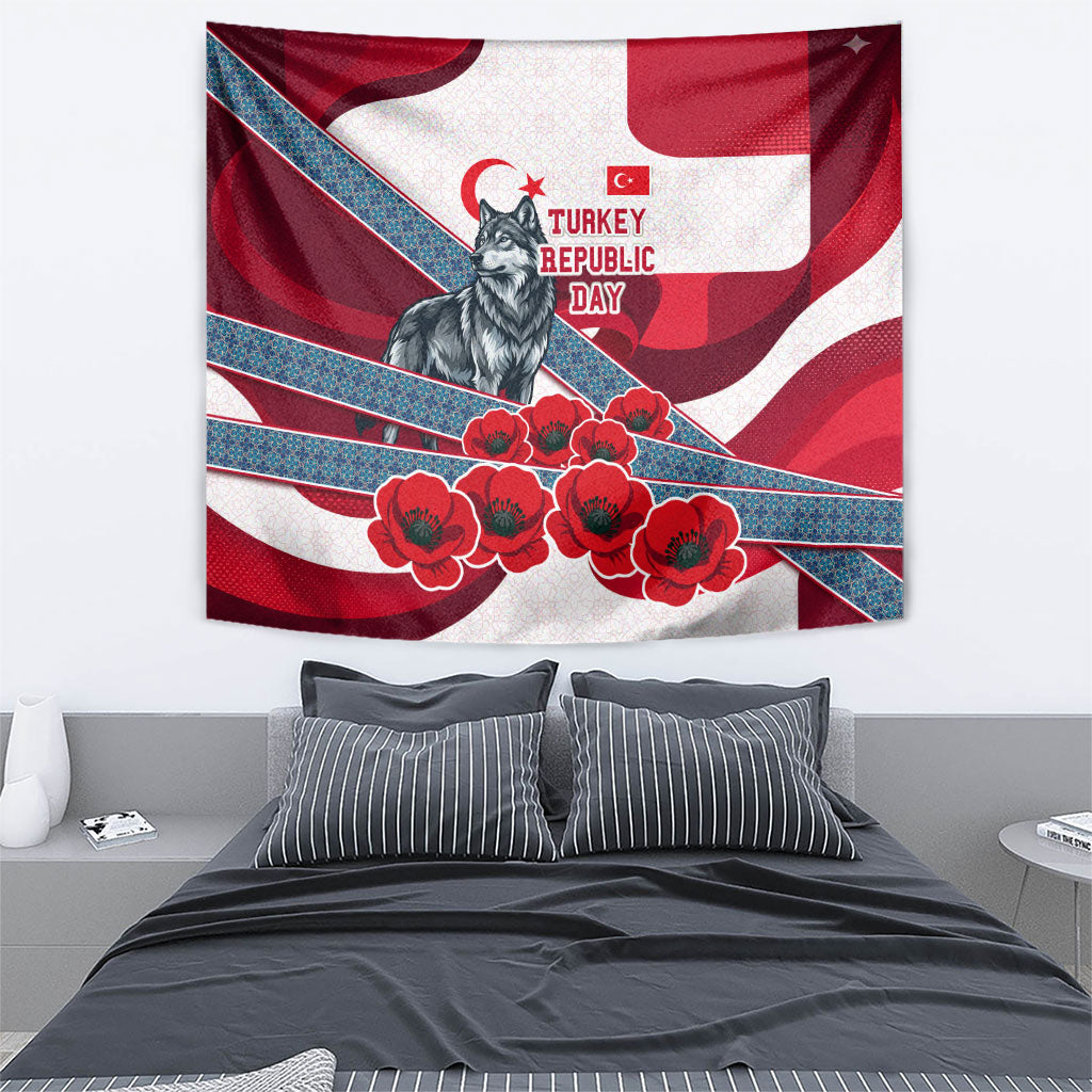 Turkey Republic Day Wolf Cappadocia Tapestry Festive Red White Turkish Flag Grey Wolf