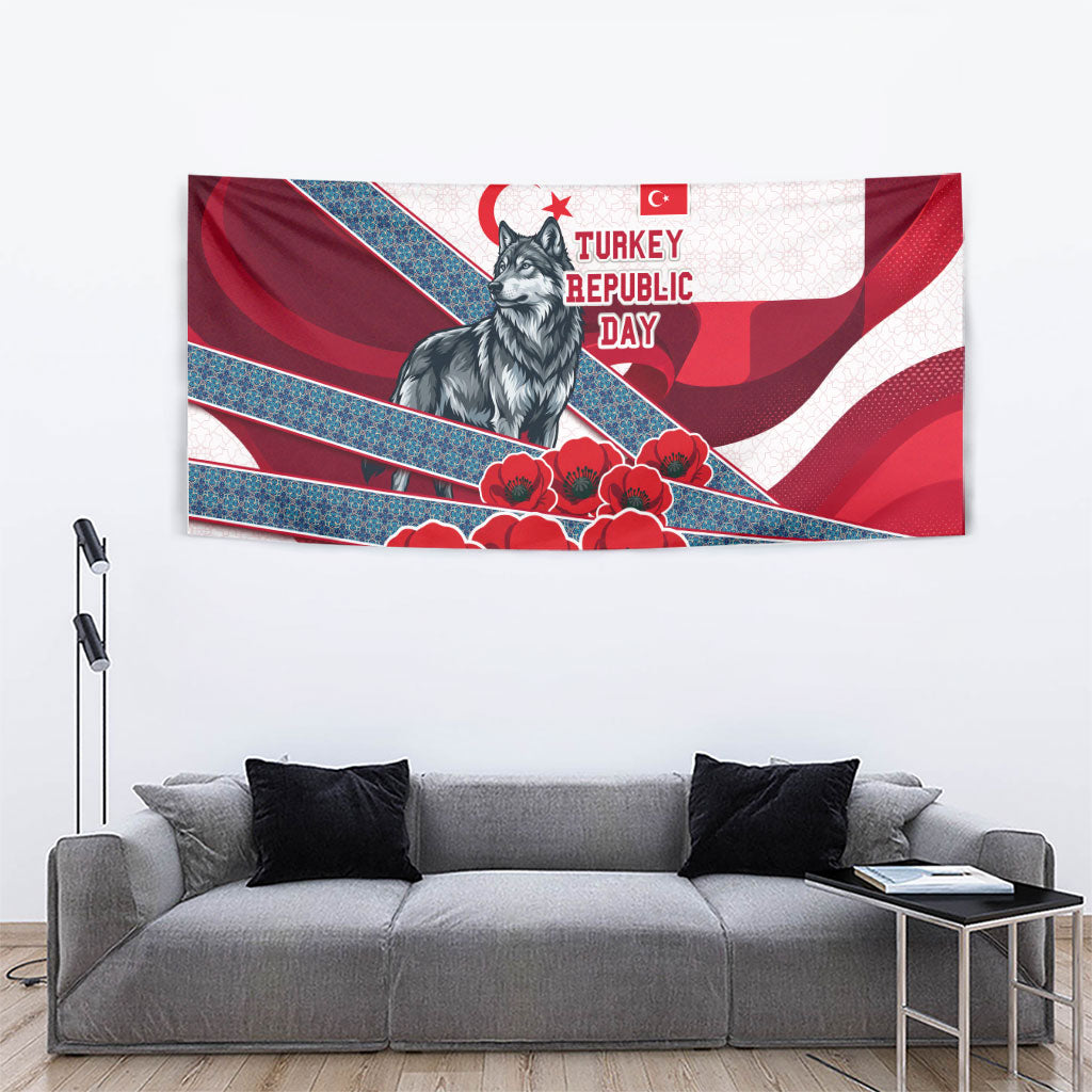 Turkey Republic Day Wolf Cappadocia Tapestry Festive Red White Turkish Flag Grey Wolf