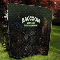 Raccoon Night Shift Trash Department Quilt Funny Trash Panda Dumpster Diver