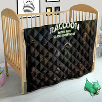 Raccoon Night Shift Trash Department Quilt Funny Trash Panda Dumpster Diver