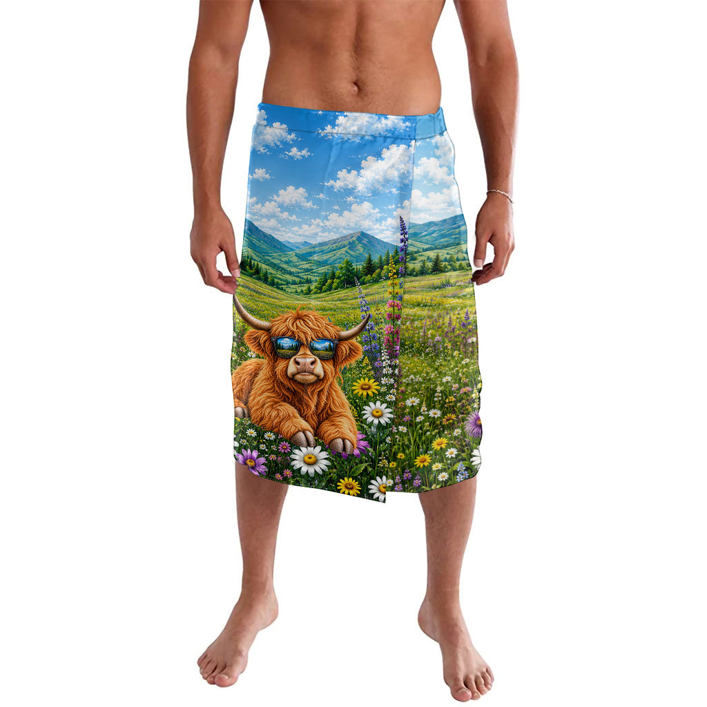 Highly Unbothered Highland Cow With Sunglasses Lavalava Funny Farm Animal Countryside Nature