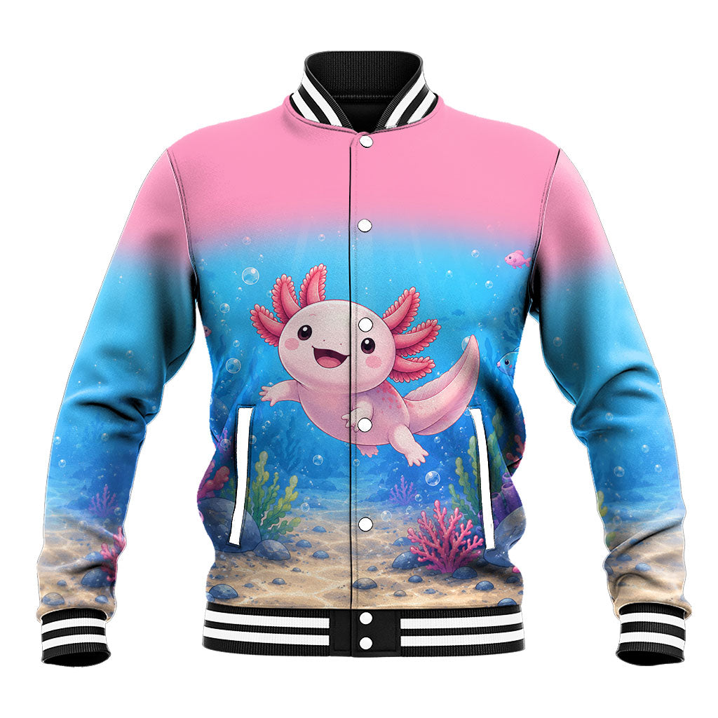 Axolotl Stay Weird Stay Wonderful Baseball Jacket Cute Kawaii Underwater Amphibian