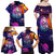 Skull Family Matching Off Shoulder Maxi Dress and Hawaiian Shirt I Love You in every Universe Cosmic Abstract Art - Wonder Print Shop