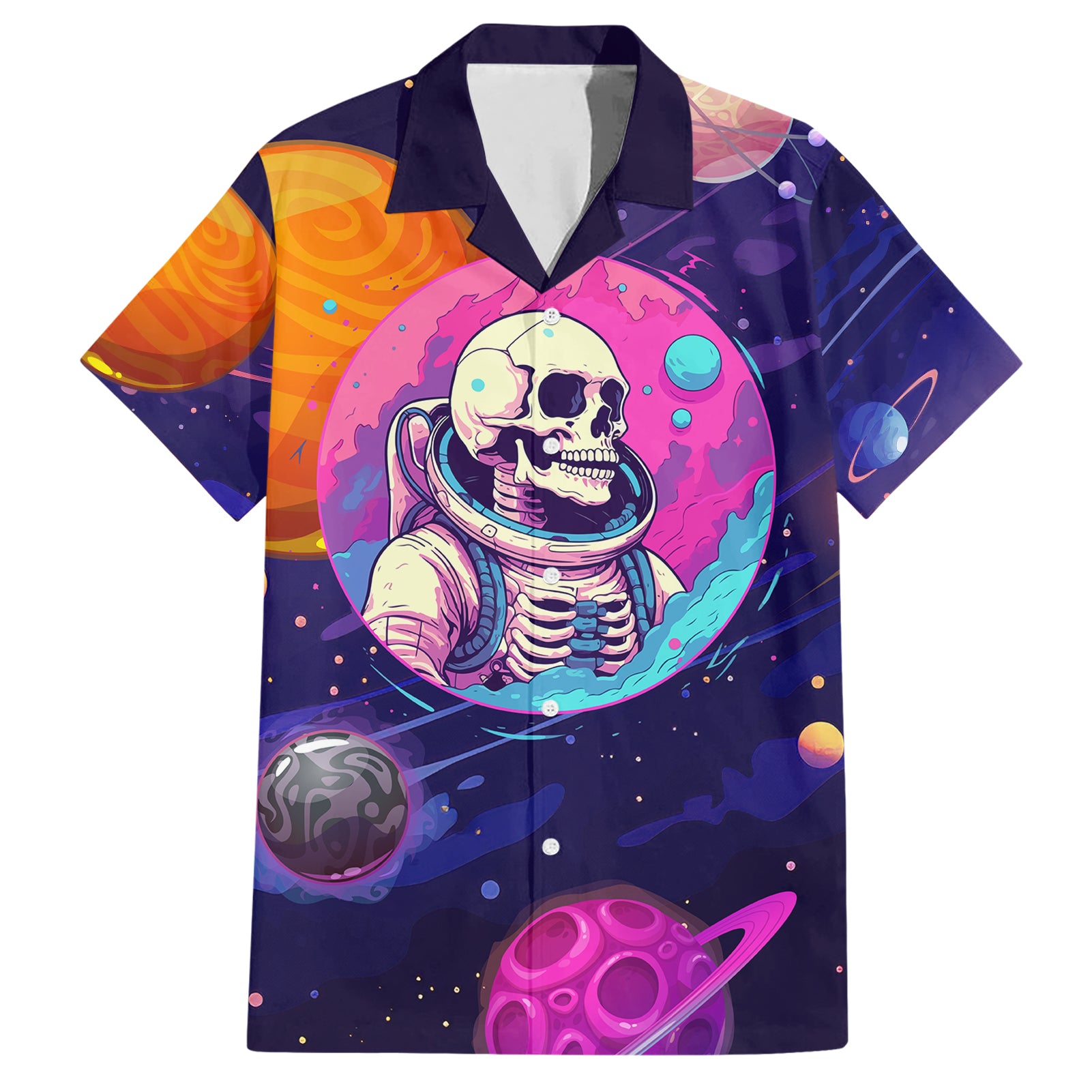 Skull Hawaiian Shirt I Love You in every Universe Cosmic Abstract Art - Wonder Print Shop