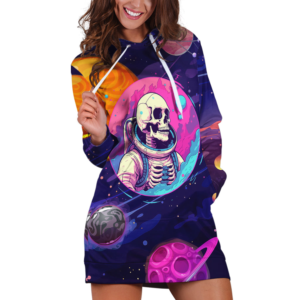 Skull Hoodie Dress I Love You in every Universe Cosmic Abstract Art - Wonder Print Shop