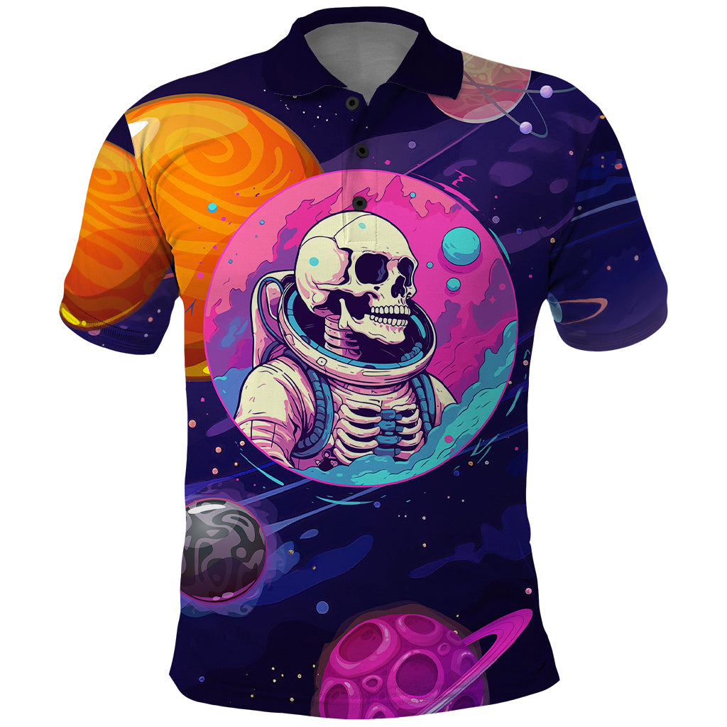 Skull Polo Shirt I Love You in every Universe Cosmic Abstract Art - Wonder Print Shop