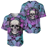 Multicolor skull and rose baseball jersey, front and back view
