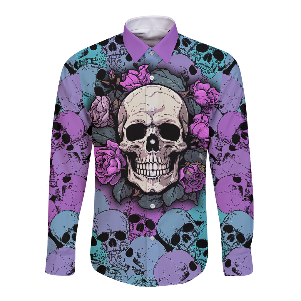 Skull Pattern Long Sleeve Button Shirt Your Are Not Hard To Love - Wonder Print Shop