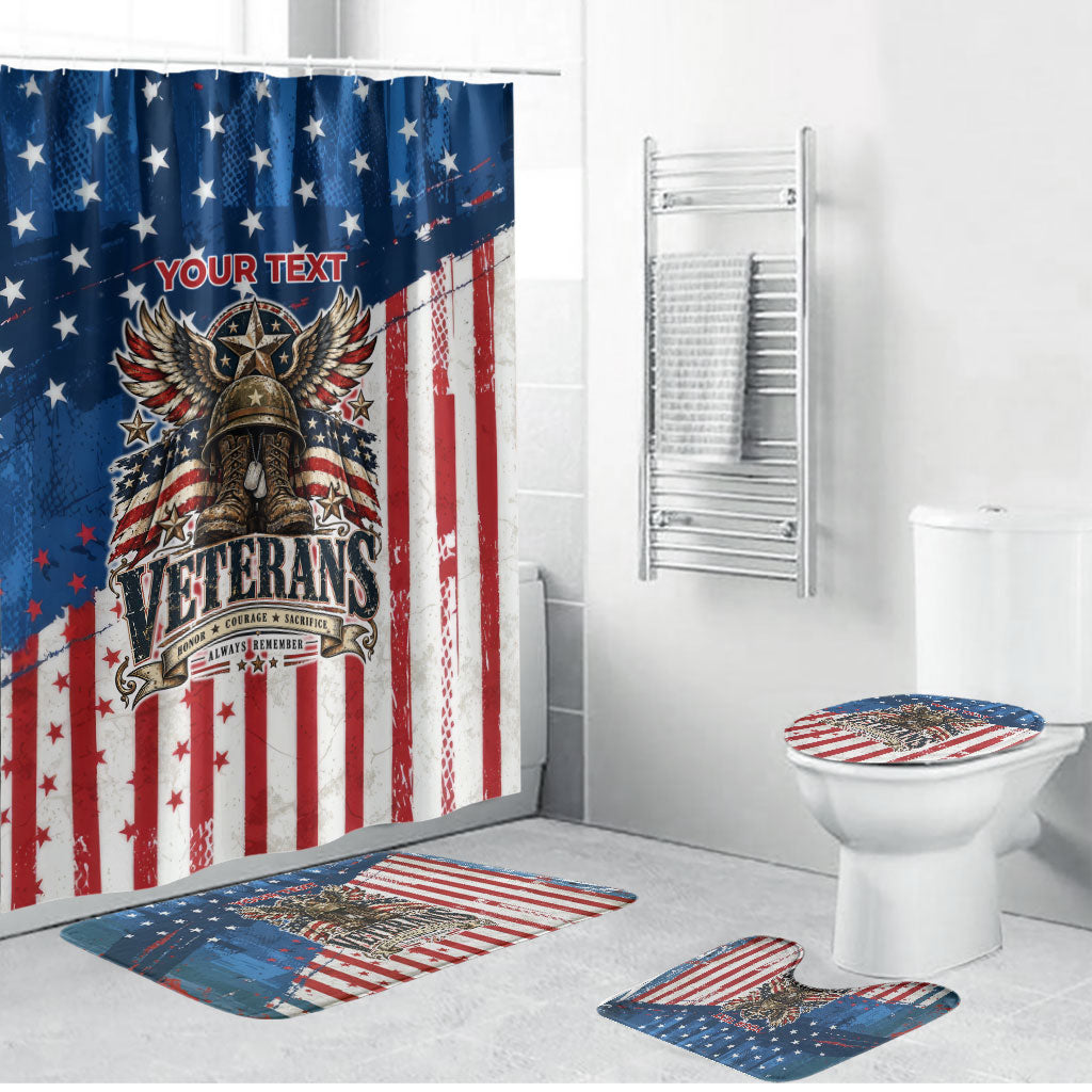 Personalized US Veterans Bathroom Set American Patriotic Military Eagle Statue Of Liberty
