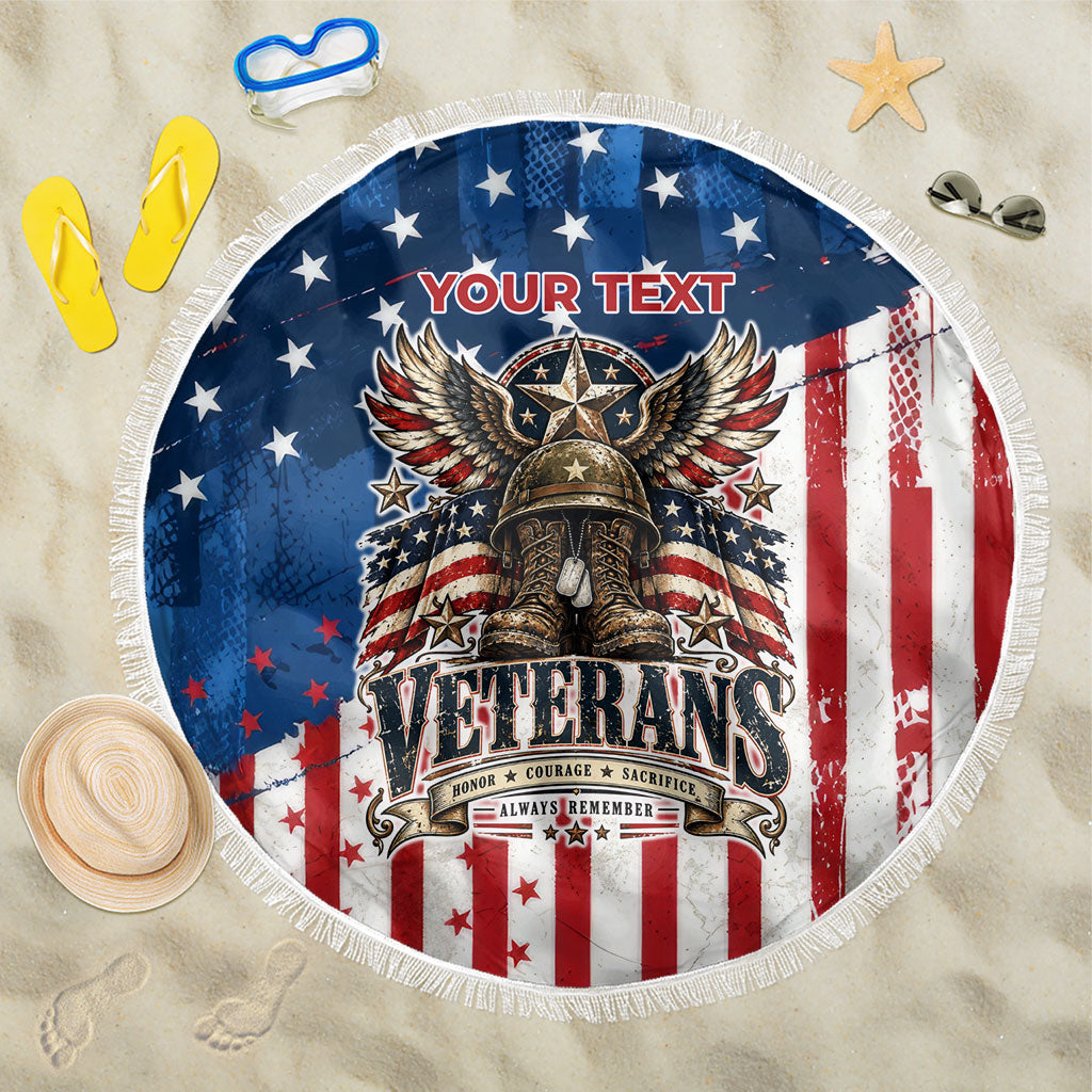 Personalized US Veterans Beach Blanket American Patriotic Military Eagle Statue Of Liberty