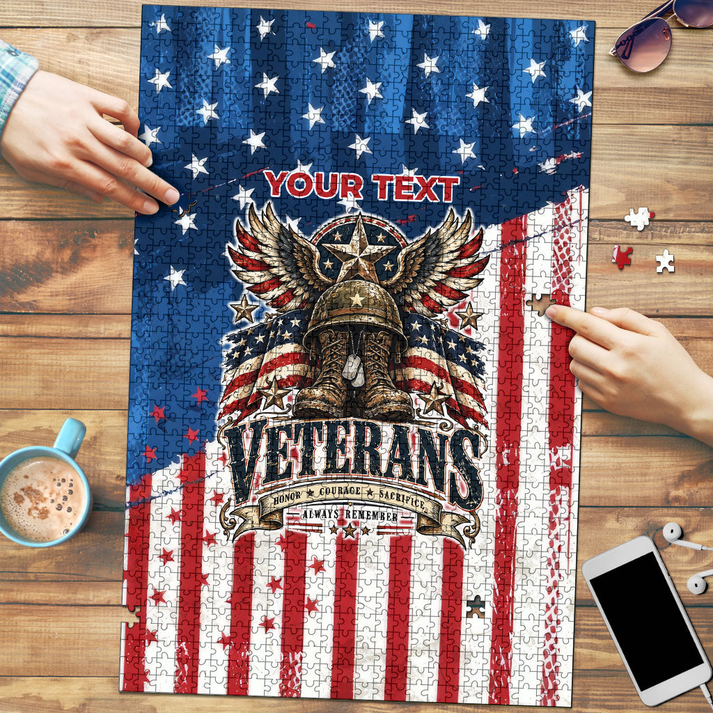 Personalized US Veterans Puzzle American Patriotic Military Eagle Statue Of Liberty