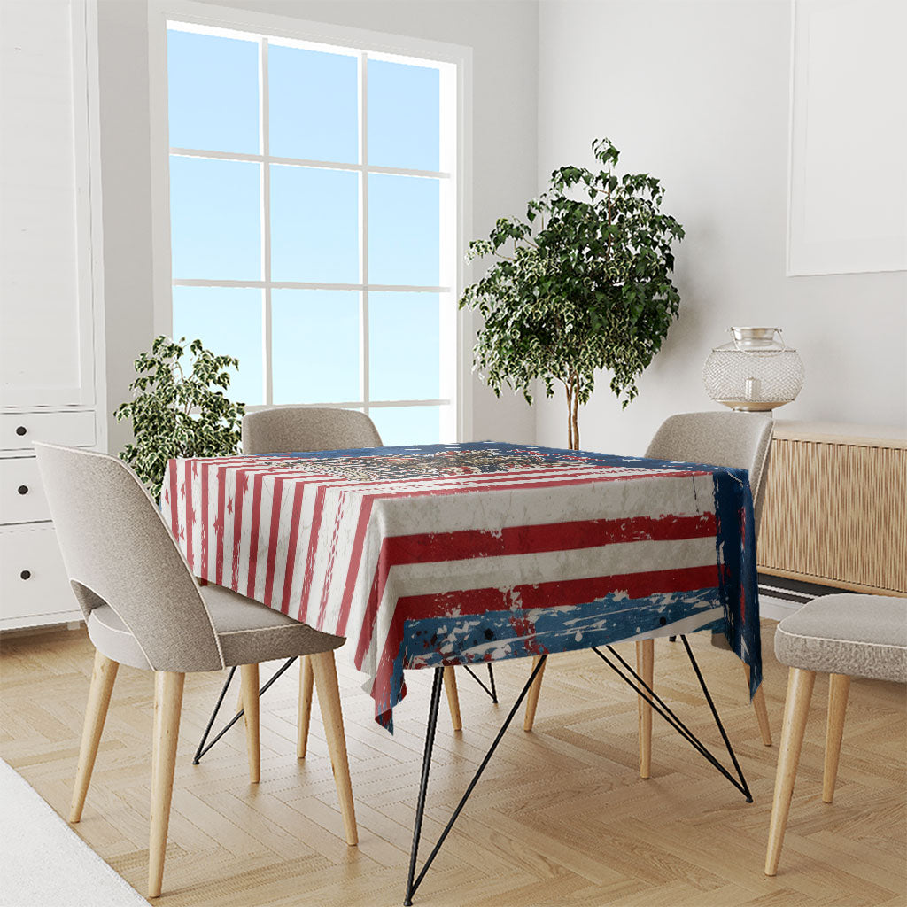 Personalized US Veterans Tablecloth American Patriotic Military Eagle Statue Of Liberty
