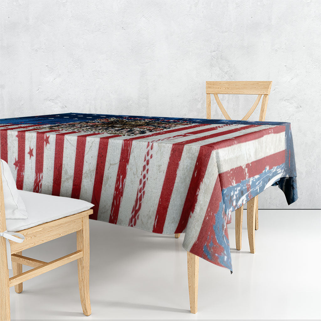 Personalized US Veterans Tablecloth American Patriotic Military Eagle Statue Of Liberty