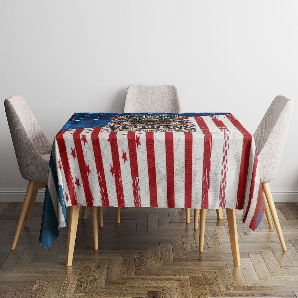 Personalized US Veterans Tablecloth American Patriotic Military Eagle Statue Of Liberty