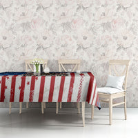 Personalized US Veterans Tablecloth American Patriotic Military Eagle Statue Of Liberty