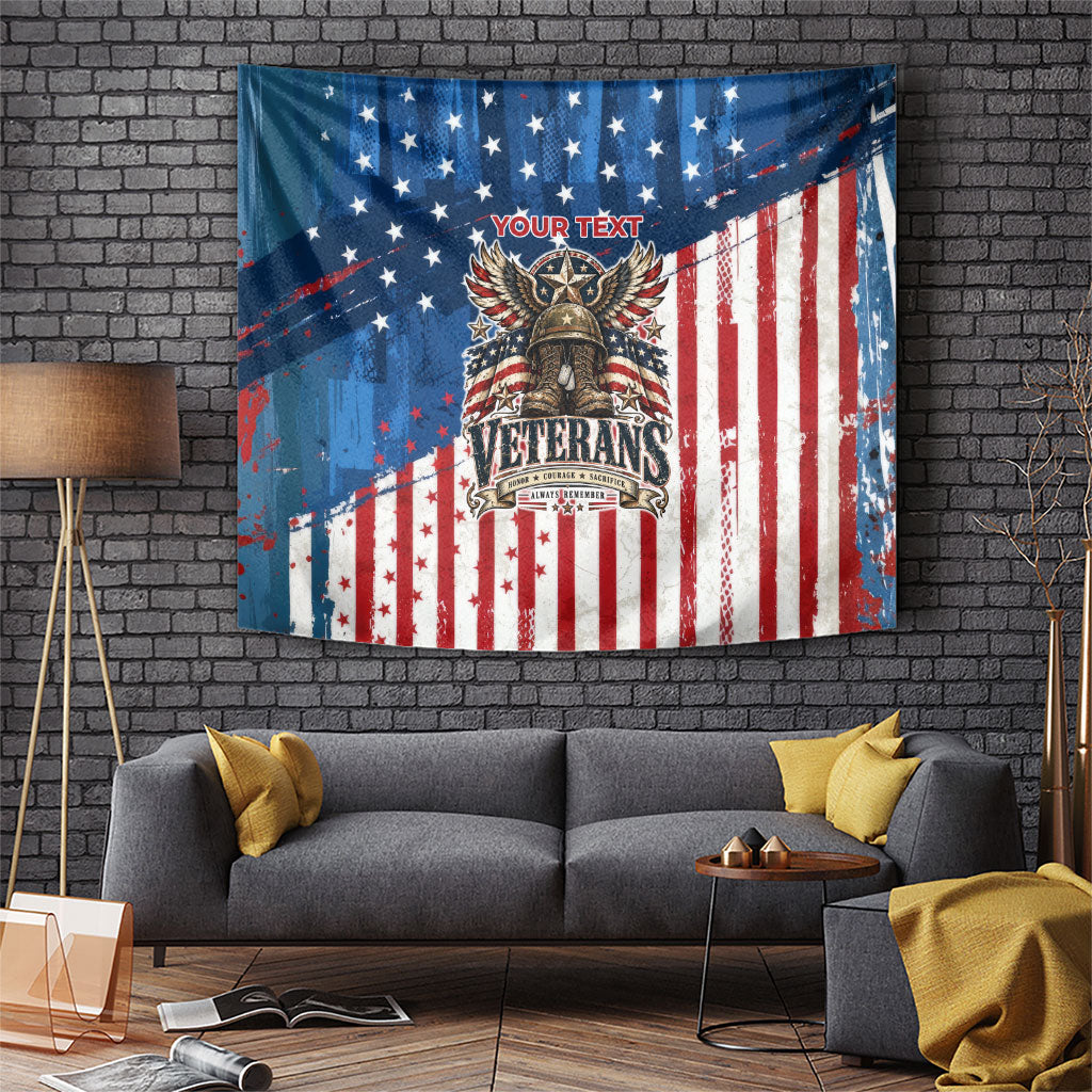 Personalized US Veterans Tapestry American Patriotic Military Eagle Statue Of Liberty