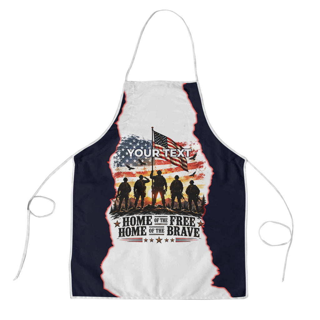 Personalized US Veterans Day American Flag Apron Patriotic Eagle Silhouette Military Soldier
