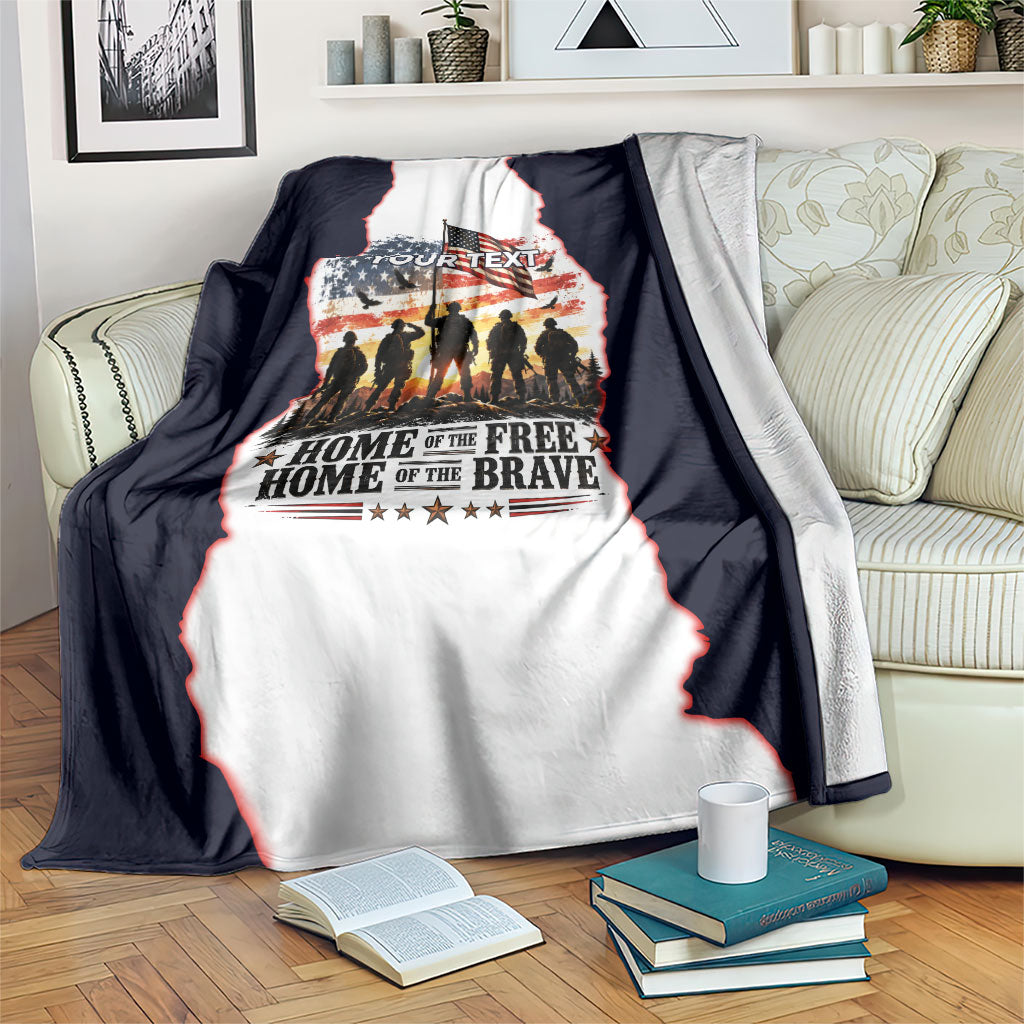 Personalized US Veterans Day American Flag Blanket Patriotic Eagle Silhouette Military Soldier