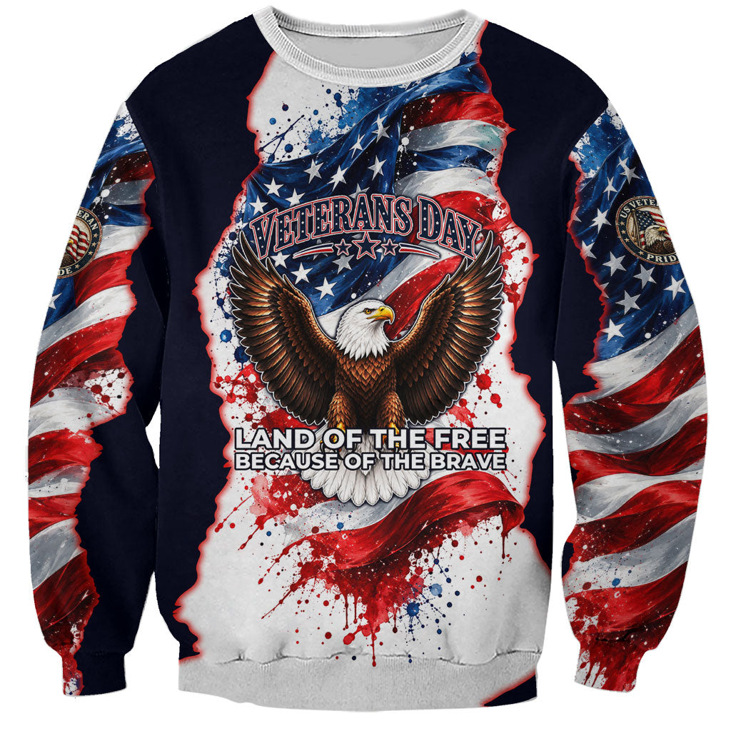 Personalized US Veterans Day American Flag Sweatshirt Patriotic Eagle Silhouette Military Soldier