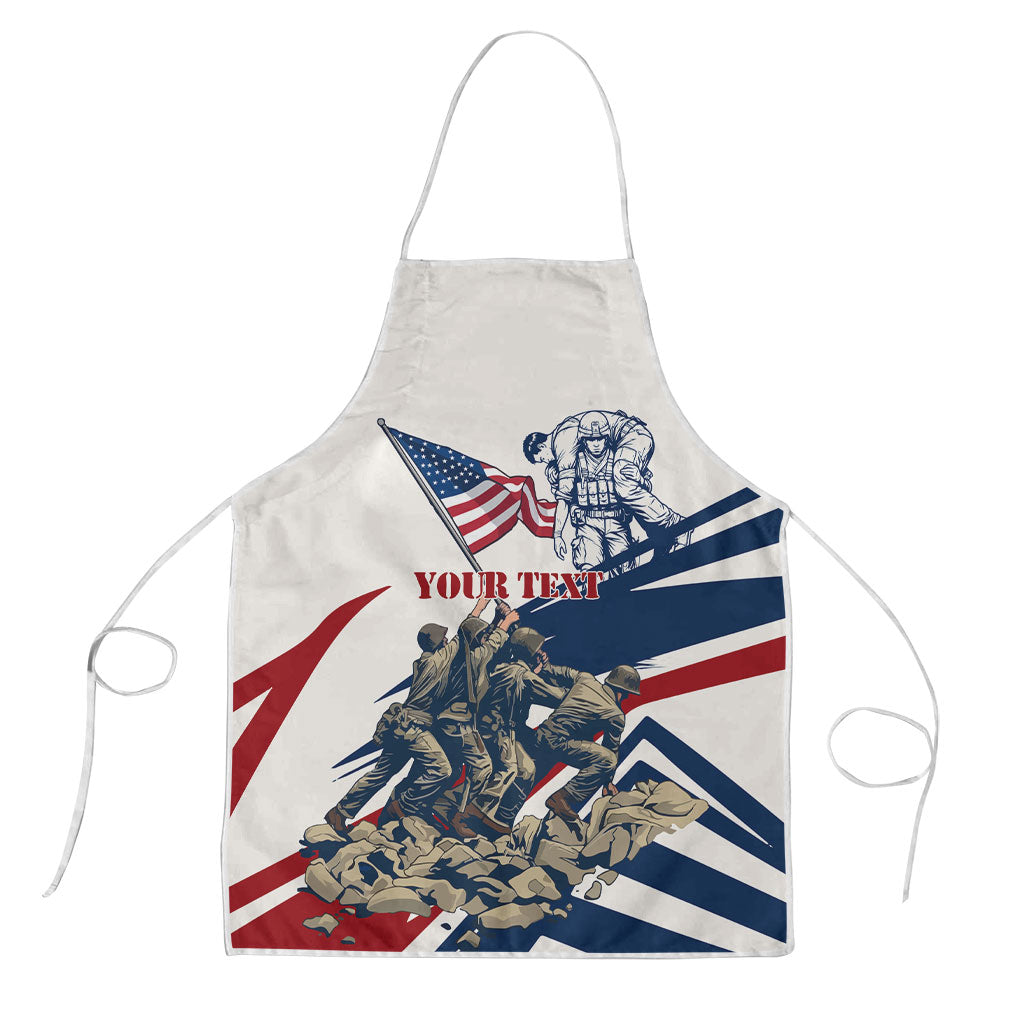 Personalized US Veterans Day Wooden Cross American Flag Apron Patriotic Honoring All Who Served Military Soldier Flag Raising
