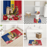 Romania Eagle And Arcul De Triumf Bathroom Set Traditional Folk Pattern With Floral Peony Motifs