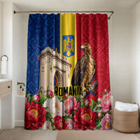 Romania Eagle And Arcul De Triumf Bathroom Set Traditional Folk Pattern With Floral Peony Motifs