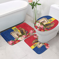 Romania Eagle And Arcul De Triumf Bathroom Set Traditional Folk Pattern With Floral Peony Motifs