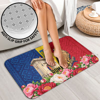 Romania Eagle And Arcul De Triumf Bathroom Set Traditional Folk Pattern With Floral Peony Motifs