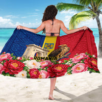 Romania Eagle And Arcul De Triumf Sarong Traditional Folk Pattern With Floral Peony Motifs