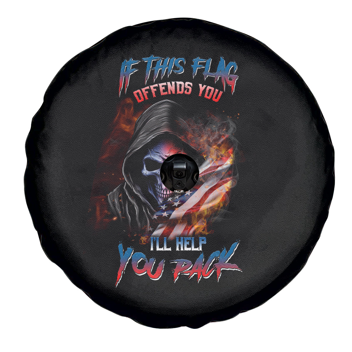 If This Flag Offends You I'll Help You Pack Skull Spare Tire Cover - Wonder Print Shop