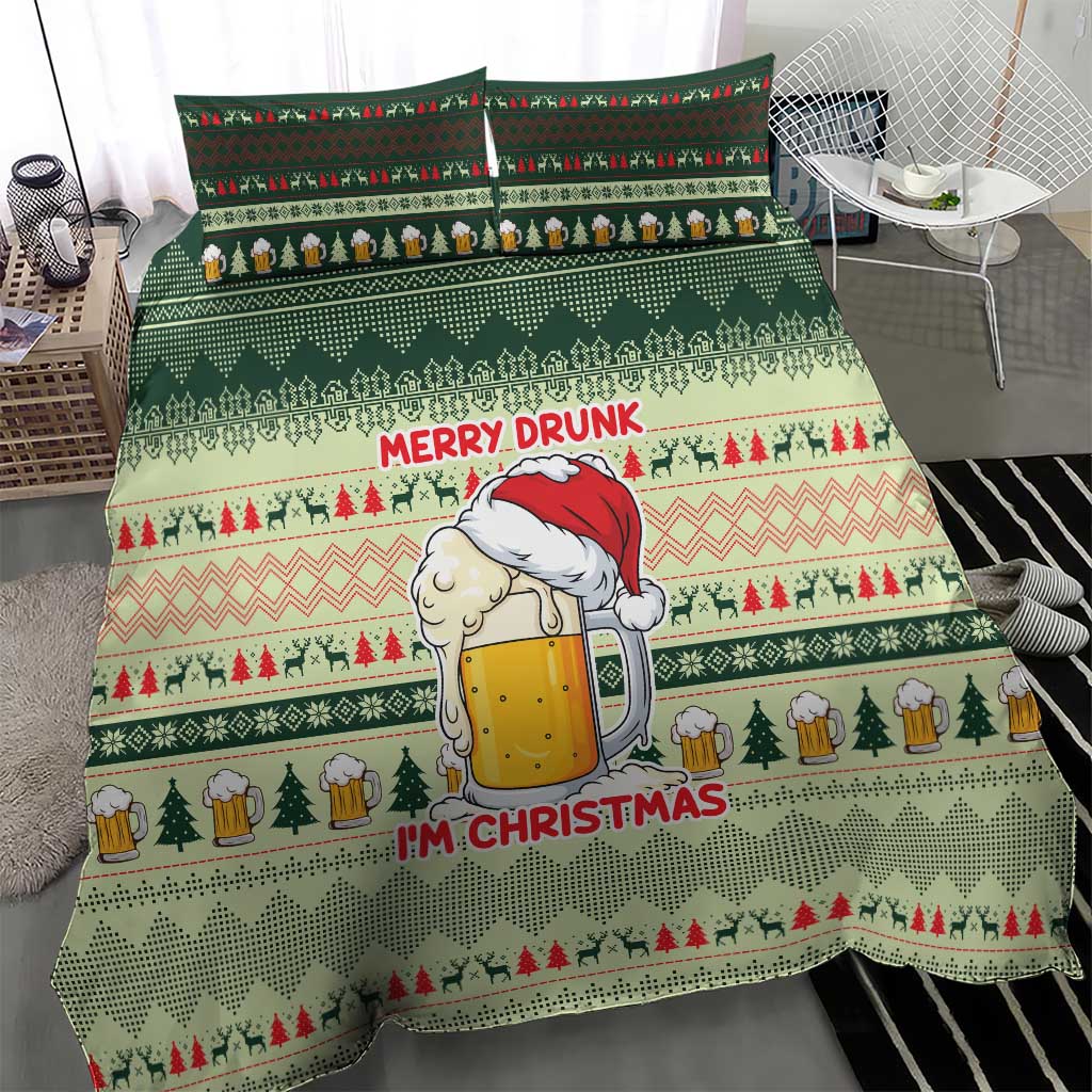 Merry Drunk I'm Christmas Bedding Set Xmas Holiday Patterns - Wonder Print Shop