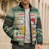 Merry Drunk I'm Christmas Bomber Puffer Jacket Xmas Holiday Patterns - Wonder Print Shop