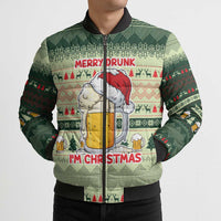 Merry Drunk I'm Christmas Bomber Puffer Jacket Xmas Holiday Patterns - Wonder Print Shop