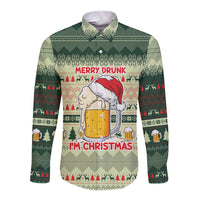 Merry Drunk I'm Christmas Long Sleeve Button Shirt Xmas Holiday Patterns - Wonder Print Shop