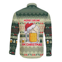 Merry Drunk I'm Christmas Long Sleeve Button Shirt Xmas Holiday Patterns - Wonder Print Shop