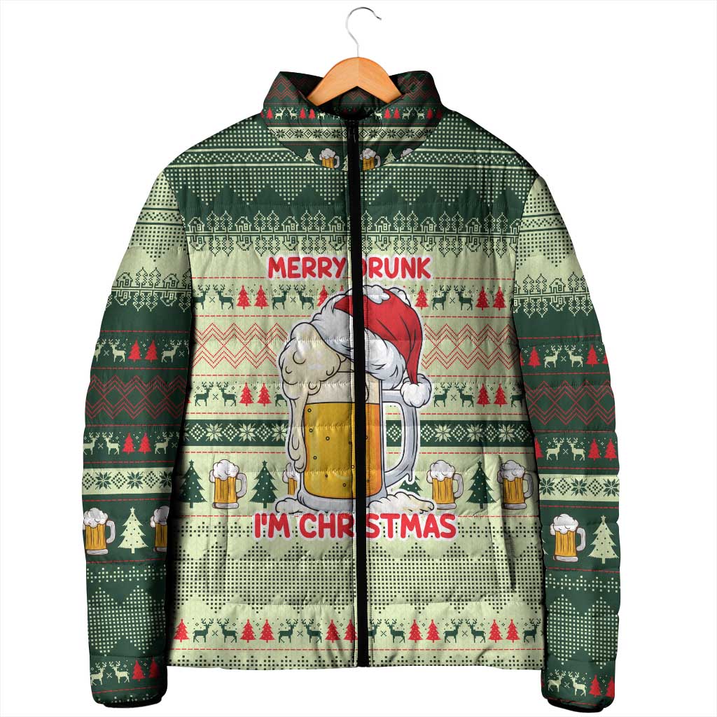 Merry Drunk I'm Christmas Padded Jacket Xmas Holiday Patterns - Wonder Print Shop