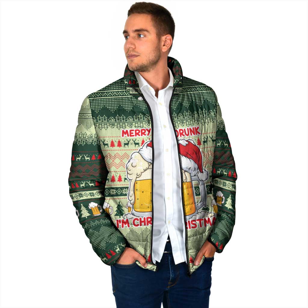 Merry Drunk I'm Christmas Padded Jacket Xmas Holiday Patterns - Wonder Print Shop
