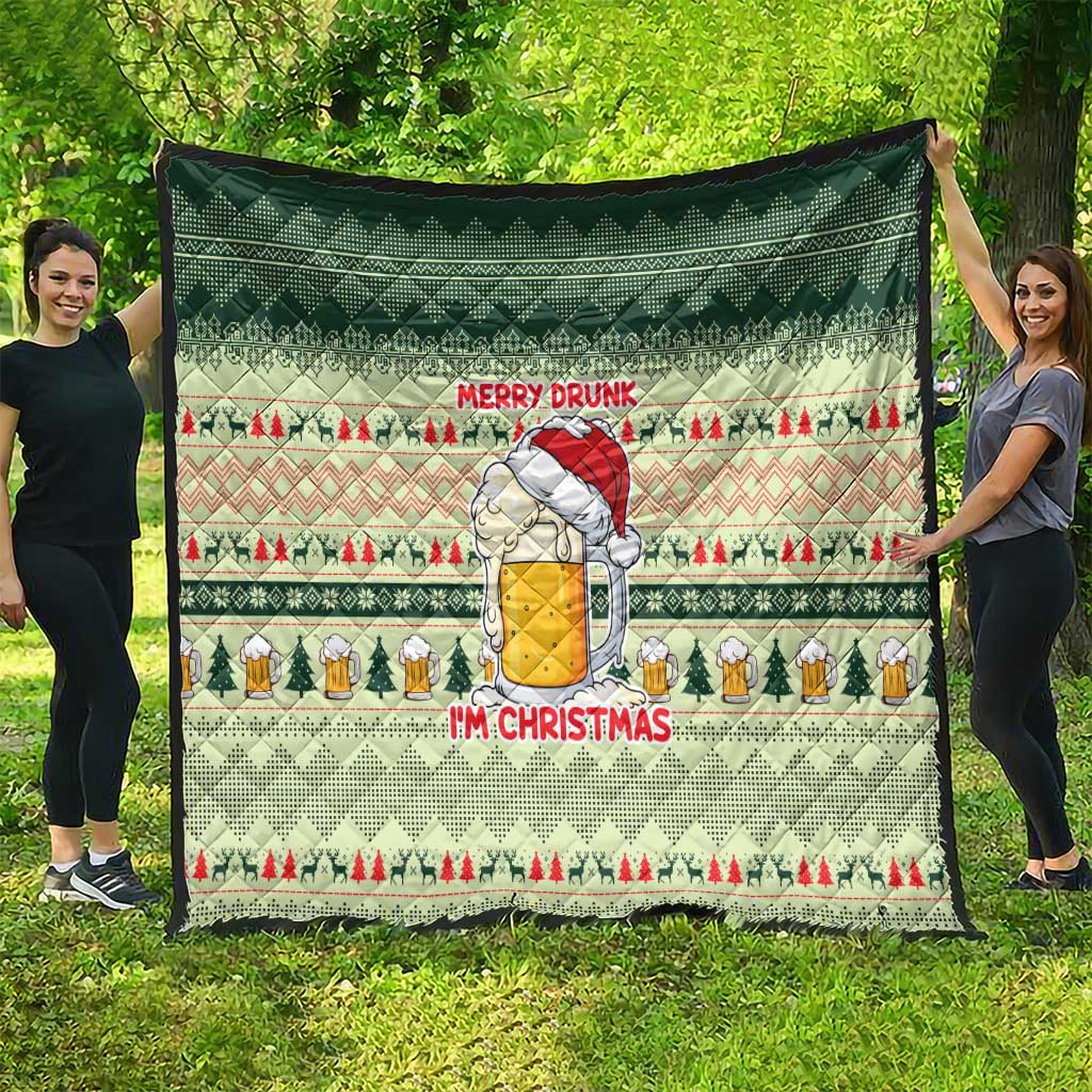 Merry Drunk I'm Christmas Quilt Xmas Holiday Patterns - Wonder Print Shop