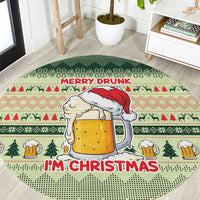 Merry Drunk I'm Christmas Round Carpet Xmas Holiday Patterns - Wonder Print Shop