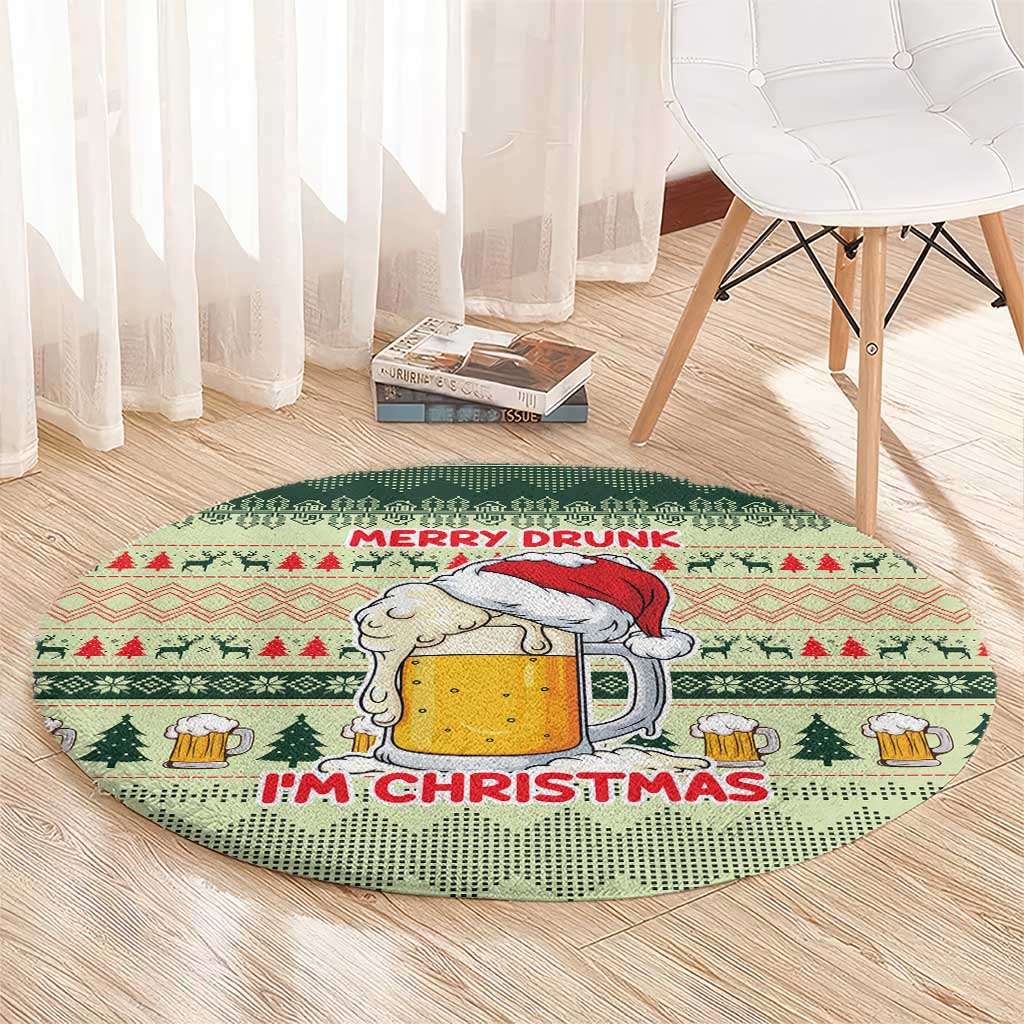 Merry Drunk I'm Christmas Round Carpet Xmas Holiday Patterns - Wonder Print Shop